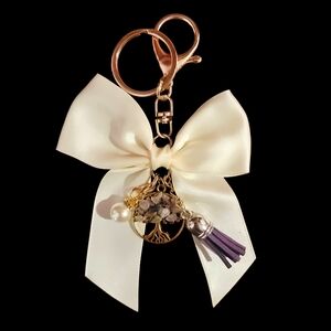 Crystal Tree Of Life Satin Bow Bag Charm